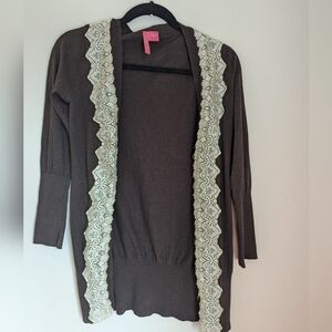 Charlotte Charcoal and Lace Cardigan Size S